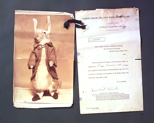 Certificate of registration for a Peter Rabbit doll from 1903